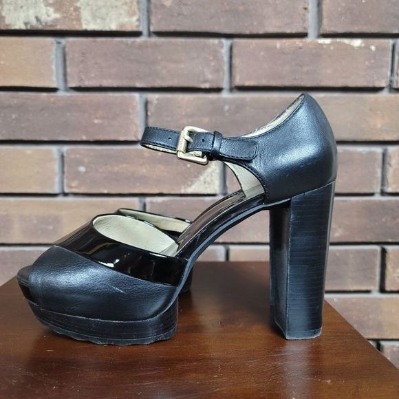 Michael Kors ultra platform leather ankle strap peep toe high heel pumps - Picture 5 of 12